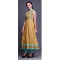 thumbnail image 3 of Bimba Robe Anarkali pour Femmes Orange Pâle à Imprimé Géométrique, Col Mandarin, Designer, Ethnique Indienne, Kurta, Moyen, 3 of 6