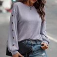 thumbnail image 2 of CHUANK Chemise Longue Cache-Ventre Fluide à Col Rond Unie à Manches Longues Hauts Grande Taille pour Femmes Chic Tunique Confortable à Porter avec des Leggings Bleu TTG, 2 of 5