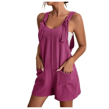 jovati Romper Shorts for Women Summer Womens Summer Comfortable Casual Suspender Shorts Solid Color Pocket Jumpsuit Shorts Rompers for Women Summer Sexy Rompers and Jumpsuits for Women Sexy