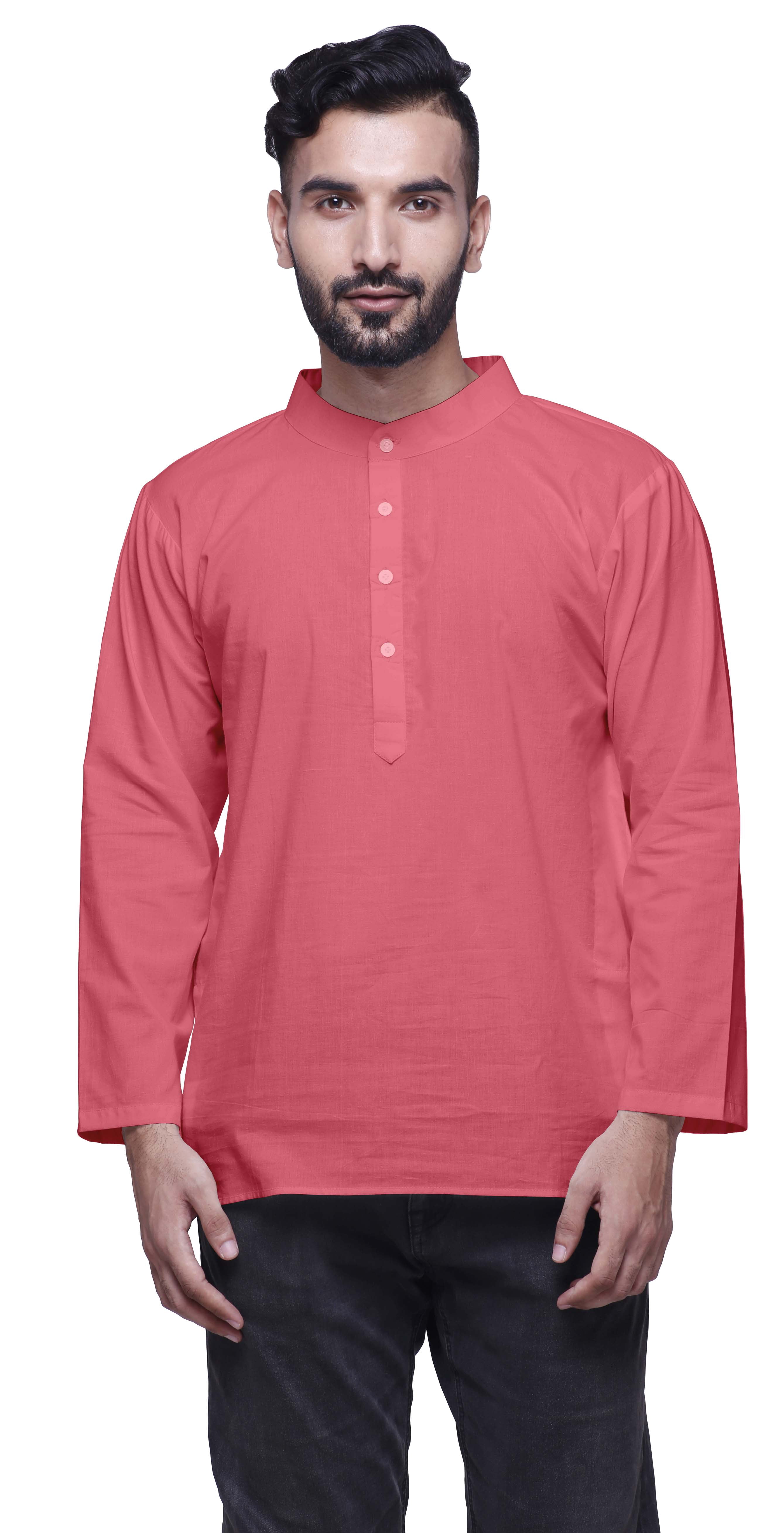 Atasi Long Sleeve Kurta For Men Solid Mandarin Collar Ethnic Shirt