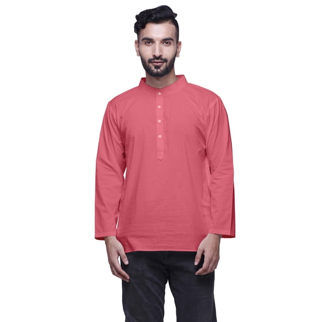 Atasi Long Sleeve Kurta For Men Solid Mandarin Collar Ethnic Shirt