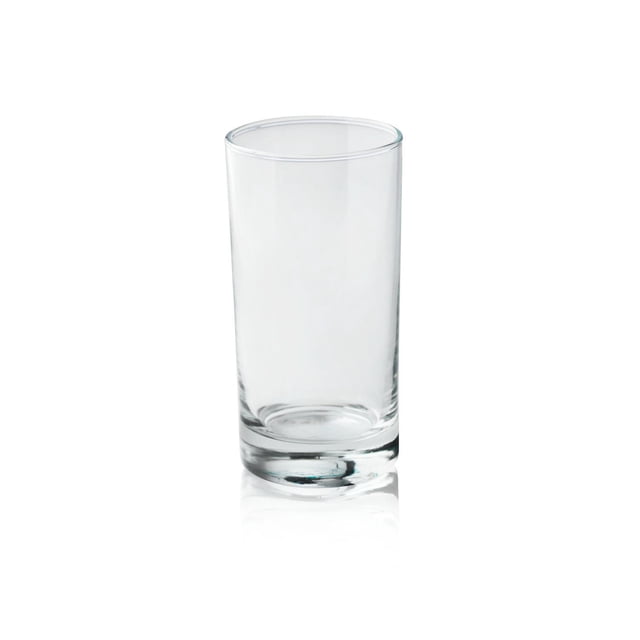 Juice Glass 7.7 oz./266 ml with a clear, straight-sided cylindrical glass design, suitable for juice, water, or soft drinks in smaller servings, featuring a versatile style that fits any kitchen or dining décor.