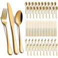thumbnail image 1 of 60-Pcs Gold Silverware Set - Stainless Steel Flatware Cutlery Set Service for 20, Mirror Polished Gold Flatware Set Include Forks Spoons Knives for Home,, 1 of 7