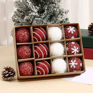Staron Red Christmas Ornaments Sets, Christmas Tree Ornaments, 2.36 Inch Shatterproof Christmas Ball Ornaments for Holiday Party Christmas Tree Decorations, 12 Count
