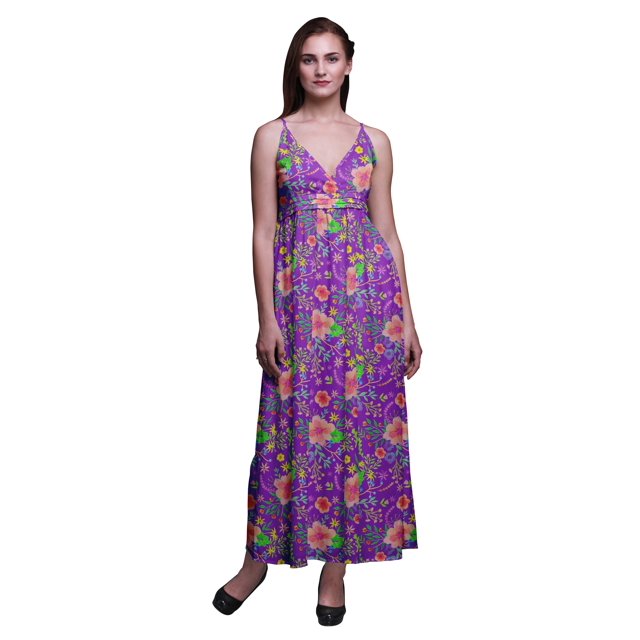 Bimba Robe Longue Chic à Imprimé Floral pour Femme, Style Bohème, Maxi d'Été, Tenue de Plage - XX-Grand