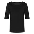 thumbnail image 5 of cfhntfmh T-Shirts à Manches 3/4 pour Femmes, Décontractés, Amples, Col Ras du Cou, Été, Mignons, Tuniques Unies, 2025, 5 of 5