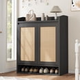 thumbnail image 1 of Kojooin 5-Tier Rattan Shoe Storage Cabinet with 2 Doors & Adjustable Shelves, Boho Wooden Shoe Organizer for Entryway, Bedroom, Closet, 1 of 8