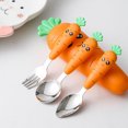 thumbnail image 1 of Children Cutlery Cartoon Fork Head Passivation Mirror Reflection Carrot Shape Spoon Fork for Kids, 1 of 7