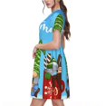 thumbnail image 2 of Vsdgher Joyeux Noël Gnome pour Femmes Été 2025 Décontracté Robes Midi Maxi Légères Manches Courtes Col Rond Robe de Plage, 2 of 6