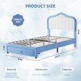thumbnail image 2 of Twin XL Upholstered LED Platform Bed Frame with Storage Drawer Velvet Princess Style for Kids No Box Spring Needed Blue, 2 of 7