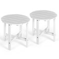 thumbnail image 1 of Gymax 2 PCS 18'' Patio Round Side End Coffee Table Wooden Slat Deck White, 1 of 10