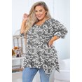 thumbnail image 2 of SHOWMALL Tunique Grande Taille pour Femmes Blouse Manches 3/4 Vêtements Grey Sakura 2X Haut Évasé Col Rond Maternité Ample, 2 of 6