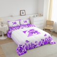 thumbnail image 3 of Erosebridal Ensembles de Literie Initiale Florale Double avec Couette, Insert de Couette Fleur Papillon, Déco de Chambre Ado, Réversible, 3 Pcs, 3 of 8