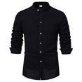 thumbnail image 3 of 2025 New Men's Solid Color Cotton Linen Long Sleeve Shirt, 3 of 5