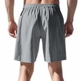 thumbnail image 4 of WAENQINLA Beach Linen Shorts for Men Casual Knee Length Button Lounge Short Summer Lightweight Elastic Waist Drawstring Shorts with Pockets Gray Shorts,Size S-3XL, 4 of 9