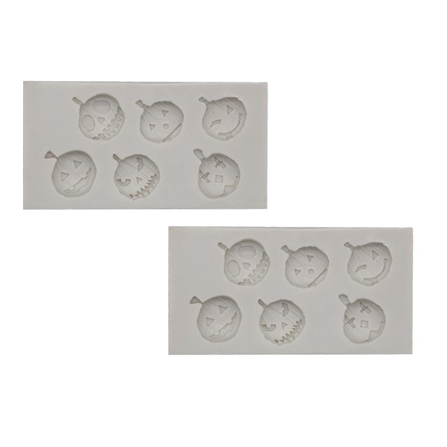 Oleegame 2PC Cookie Mold Halloween Silicone Tools Halloween Expression Pumpkin Collection Mould Fun DIY Pink And Grey