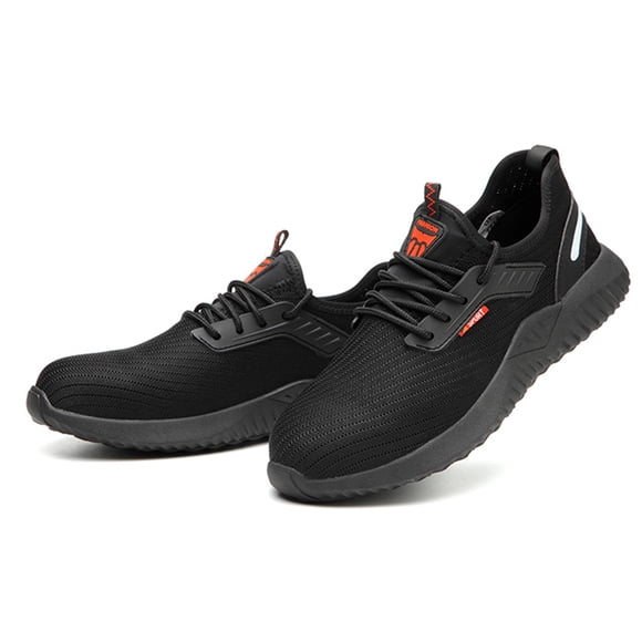 Amdohai Steel Toe Safety Shoes Labor Protection Shoes for Men Women Work Sneakers Breathable Lightweight Industrial & Construction Shoe Black #44