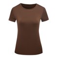 thumbnail image 4 of Heliisoer Hauts pour Femmes, Liquidation d'Été Mode Décontractée Femmes Manches Courtes Uni Col Rond Hauts T-Shirt pour Dames, 4 of 5