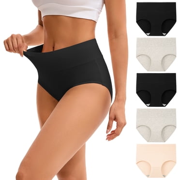 INNERSY Women's High Waist Briefs Soft Cotton Postpartum Underwear for Women 5 Pack(XL,Nude/Gray/Black)