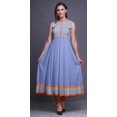 thumbnail image 2 of Bimba Robe Anarkali Géométrique Bleu Lavande Col Mandarin Sans Manches Kurtis pour Femmes Imprimé Robe Maxi Moyen, 2 of 6