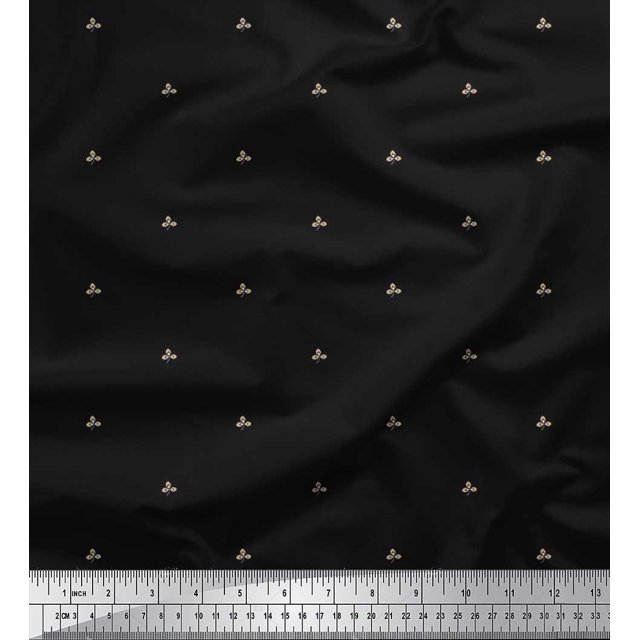 Soimoi Modal Satin Fabric Artistic Leaves Decor Fabric Printed Yard 42 Inch Wide