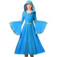 thumbnail image 3 of MKOSPLRT Girls Medieval Princess Dress Renaissance Costume Kids Hooded Robe Dress Bell Long Sleeve Maxi Dress for Halloween Cosplay, 3 of 5