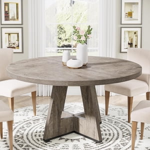 Round Dining Table Wood Kitchen Table for Living Room, 47 inches Dining Room Tables for 4 Person