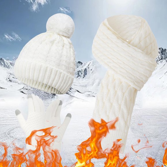 Scarf ,Hat,& Gloves Scarf Gloves Hat Set For Teen Girls Women&Men Autumn Winter Warm Wool Hat Scarf Gloves Three Pieces Scarf ,Hat,& Gloves