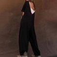 thumbnail image 4 of RKSTN Combinaisons pour Femmes Décontractées Col Rond Manches Courtes Combinaisons Confortables Mode Couleur Unie Tempérament Jambes Larges Pantalons Longs Combinaisons avec Poches, 4 of 5