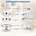 thumbnail image 3 of Kojooin Ensemble de 2/4/6 Plats à Réchaud pour Buffet, Ensemble de Réchauds Rectangulaires de 8 Qt et Ronds de 5 Qt en Acier Inoxydable avec Couvercle, Poêle pour Aliments et Eau et Support à Carburant pour Événements, 3 of 9