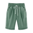 thumbnail image 4 of AherBiu Shorts Grande Taille pour Femmes à Cordon, Taille Haute, Jambe Droite, Shorts d'Été Décontractés pour Détente avec Poches, 4 of 4