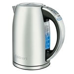 Bouilloire électrique Cuisinart PerfecTemp 1,7 L, chauffe rapide 1500 W, 6 températures préréglées, maintien au chaud 30 min, sans fil, acier inoxydable (CPK-17C)