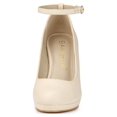 thumbnail image 2 of BLISSFUL STEP Chaussures pour Femmes Bout Rond Talon Aiguille Bride à la Cheville Escarpins Beige 6, 2 of 8