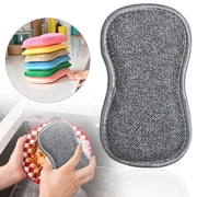 Multi-Purpose Scrub Sponges for Kitchen, Non-Scratch Microfiber Sponge with Heavy Duty Scouring Power, Effortless Cleaning of Dishes, Pots and Pans, 1 Pcs, 6.3x3.94x0.78"(Grey)