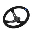 thumbnail image 1 of Keenso Auto Car Racing Steering Wheel, Universal 14in 6-Bolts with Horn Button Aluminum Frame Napped Leather for Most Vehicles, 1 of 7