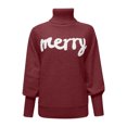 thumbnail image 4 of Timegard Sweaters for Women Christmas Print High Neck Long Sleeve Tops Loose Comfy Pullover Fall Winter, 4 of 5