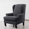 thumbnail image 4 of 2 Piece Stretch Wingback Chair Cover Jacquard Wing Chairs Slipcover with Elastic Bottom Grey One Size, 4 of 8