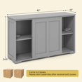 thumbnail image 3 of Costway Buffet Bahut Empilable, Ensemble de 2 avec Portes Coulissantes et Tablette Réglable, Gris, 3 of 8