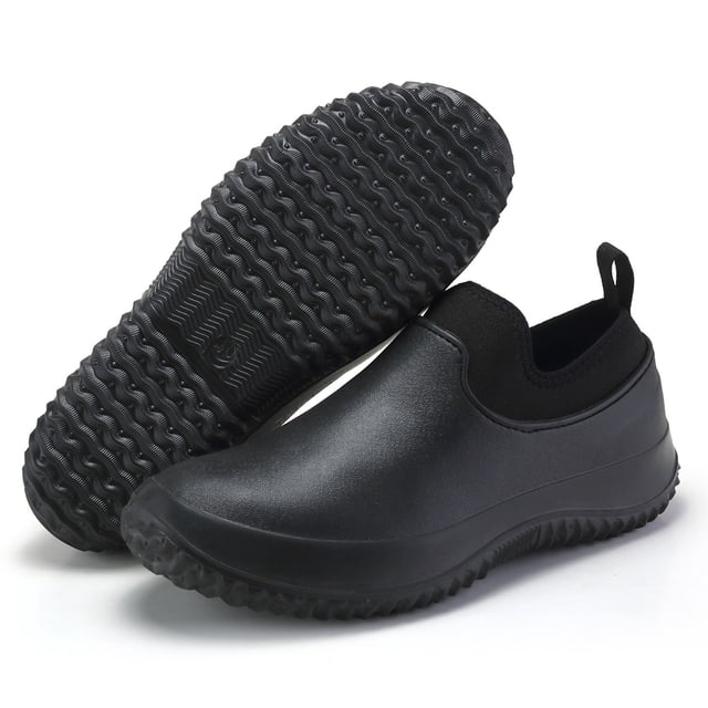 Mens Non Slip Food Service Chef Shoes EVA Waterproof Slip-On Garden Work Walking Shoes for Kitchen Restaurant