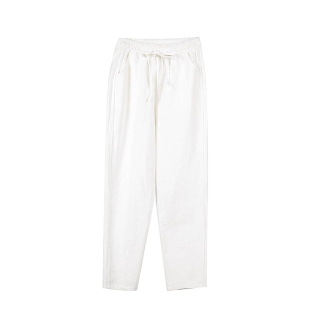 Timegard Pants for Women Elastic Waisted Drawstring Solid Color Crop Pants Casual Comfy Trousers Pockets