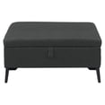thumbnail image 1 of CorLiving Linden Black Upholstered Square Storage Ottoman with Metal Legs, 1 of 9