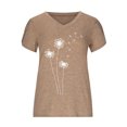 thumbnail image 4 of Besolor Hauts d'Été pour Femmes Manches Pétales Tendance Chemises Imprimées Manches Courtes Col Rond Décontracté Blouse Tee, 4 of 4
