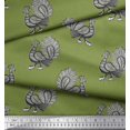thumbnail image 2 of Soimoi Rayon Crepe Fabric Peacock Block Print Fabric by The Yard 46 Inch Wide, 2 of 3