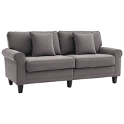 HOMCOM Modern 3-Seater Sofa Corduroy Sofa Couch with Rolled Armrests Grey