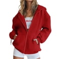 thumbnail image 2 of RKSTN Womens Zip Up Y2K Hoodies Long Sleeve Fall Oversized Casual Solid Color Sweatshirts Jacket with Pockets, 2 of 7