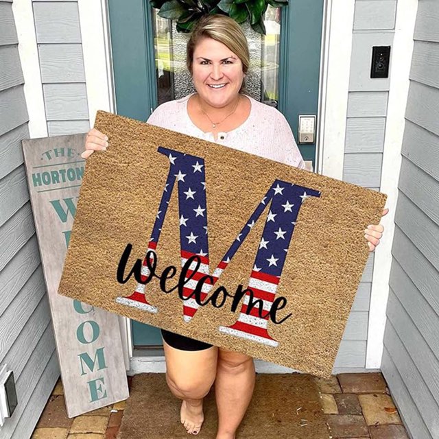 TopLLC Bathroom Rugs 4th Of July Door Mat Patriotic Doormat Entryway Rug Welcome Independence Day Doormat Stain And Fad Patriotic Decor Welcome Outdoor Mat A map