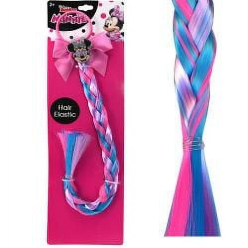 Minnie Mouse Nœud avec Tresse en Faux Cheveux Rose et Bleu
