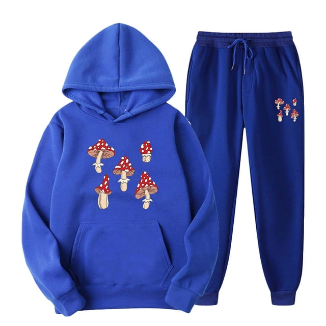 Chandail Décontracté pour Hommes à Capuche Imprimé Sport Manches Longues Pantalon Ensemble Deux Pièces