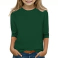 thumbnail image 1 of Plebaso Garçons Filles T-Shirts à Manches 3/4 Col Rond Blouse T-Shirt Basique Hauts Décontractés Unis T-Shirts Légers, 1 of 5