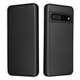 thumbnail image 3 of Étui pour Google Pixel 7 Pro 5G, Étui Folio à Rabat Magnétique en Cuir Fibre de Carbone avec Porte-Cartes et Support, 3 of 5